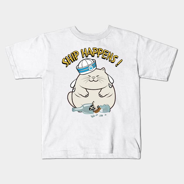 Ship Happens - Funny fat cat Kids T-Shirt by Pet Station